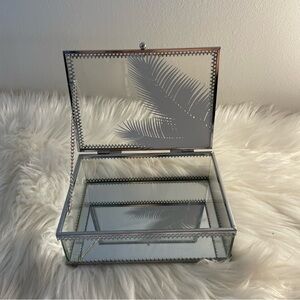 Glass Jewelry Box with Palm Design GUC